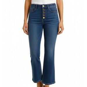 Heritage Falmer Jeans Cropped Flared Size 6 Blue 5 Button Fly High Waist Faded